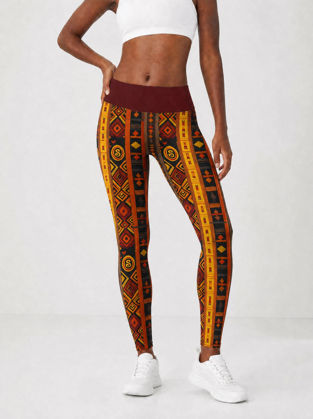 Melanin Radiance Leggings — front view on model