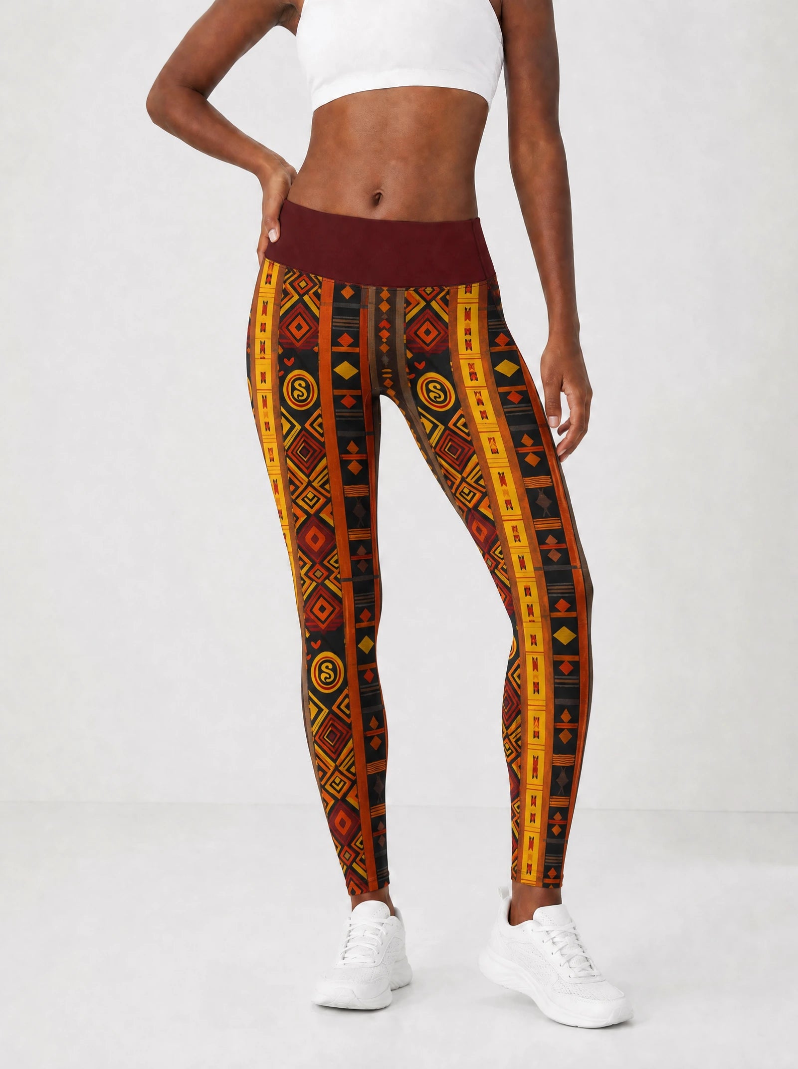 Melanin Radiance Leggings — front view on model