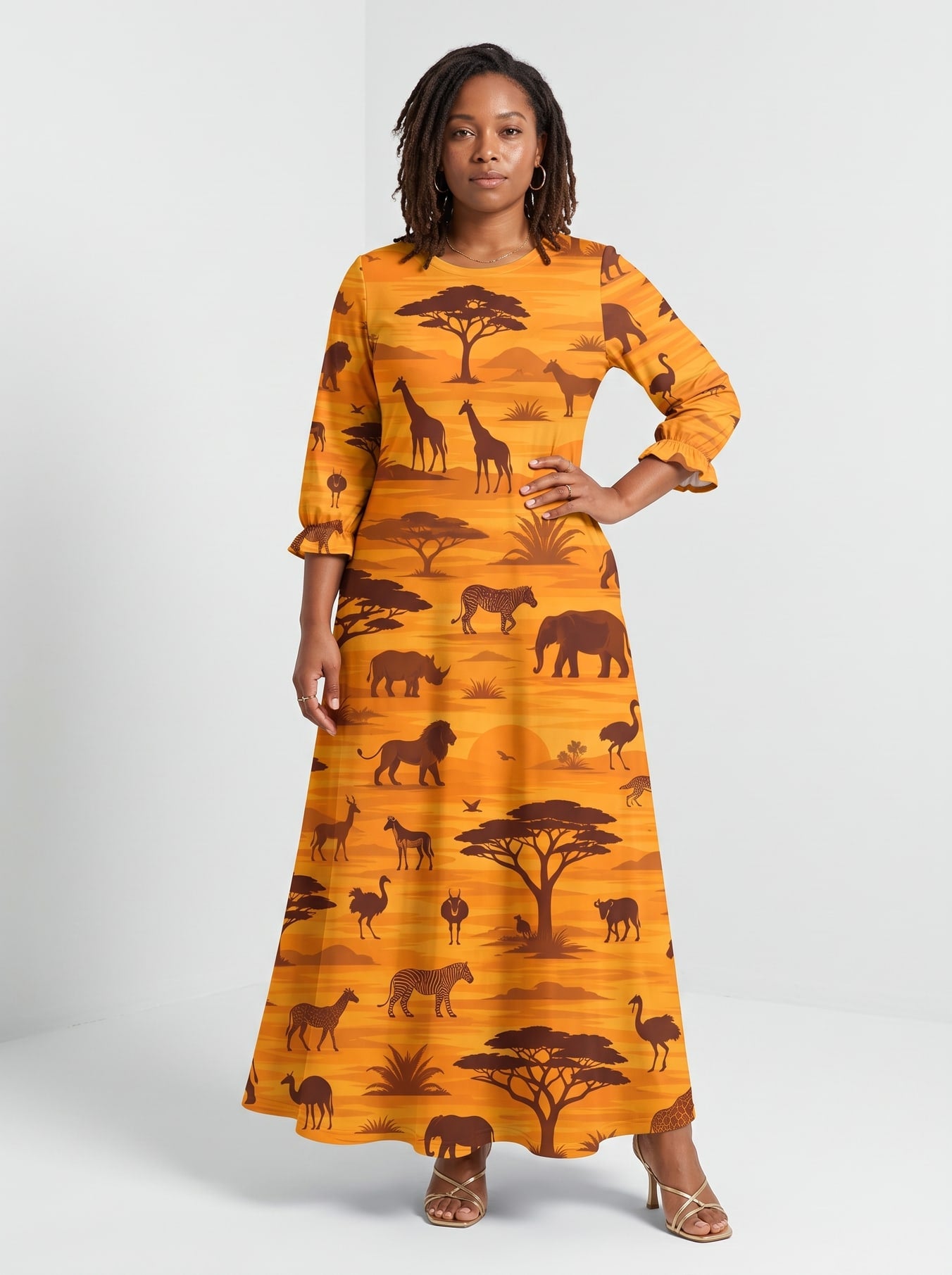 "Mbuga" Long Sleeve Maxi Dress