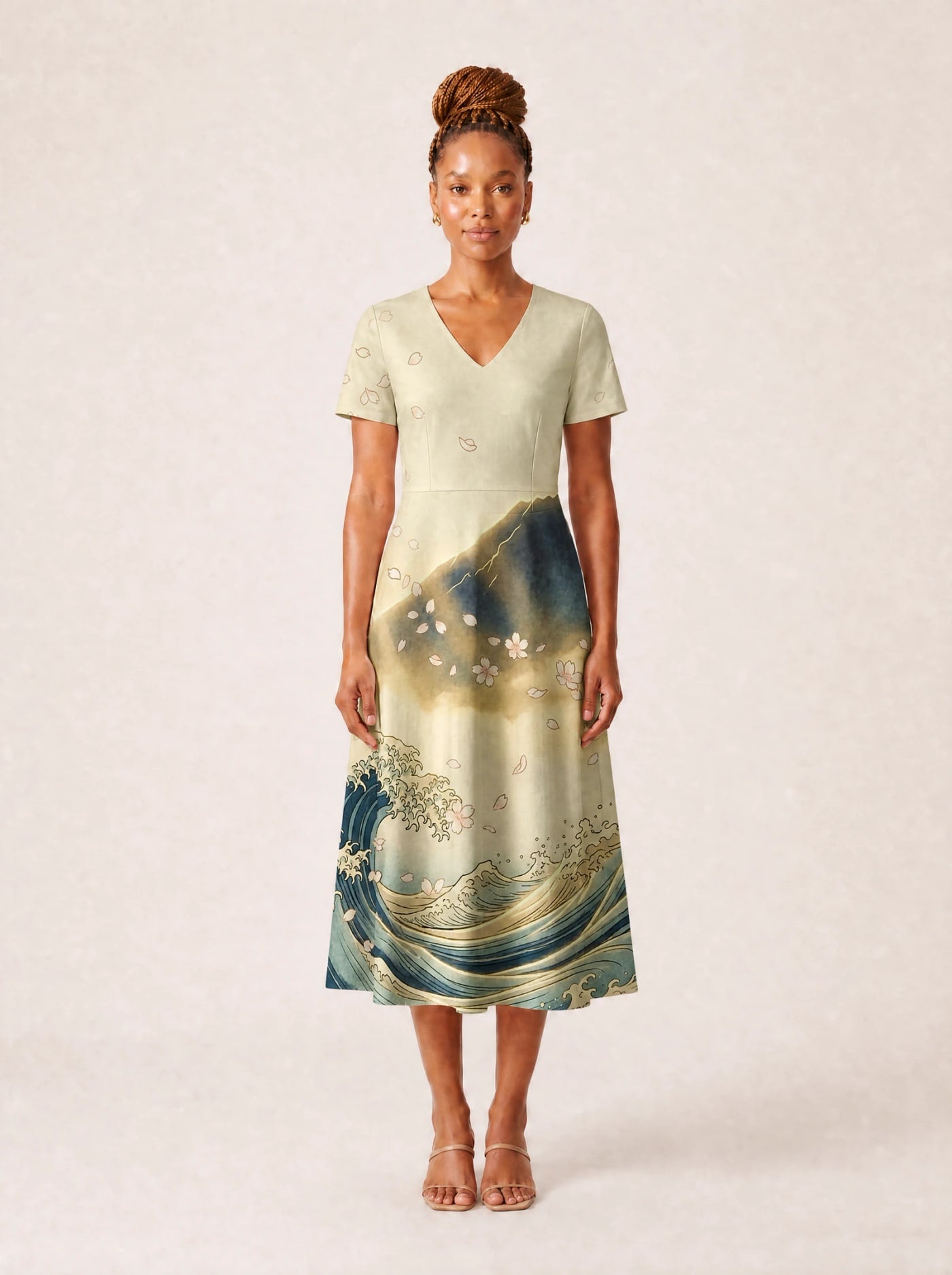 "Wimbi" V Neck Midi Dress Promo