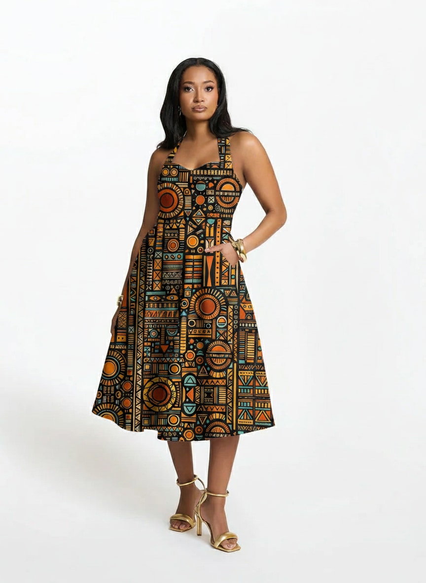 Afrocentric Pattern Corset Dress