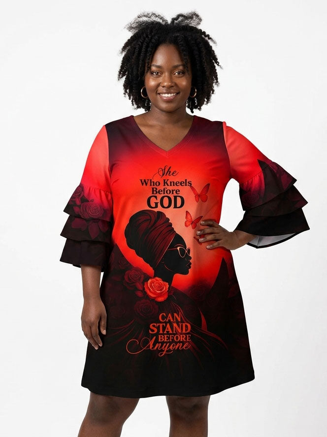 "Selah" Red Stacked Ruffle Dress & Leggings Deal