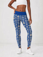 "Oshun" Royal Blue Leggings — front view on model