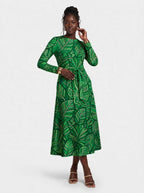 "Asili" Viscose Midi Dress — front view on model