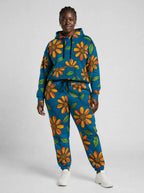 "Kitalu" Teal Poppy Hoodie & Jogger Set — front view on model