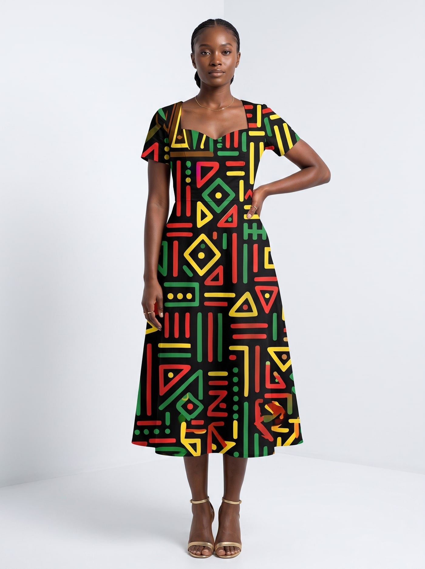 "Nairobi" Sweetheart Midi Dress