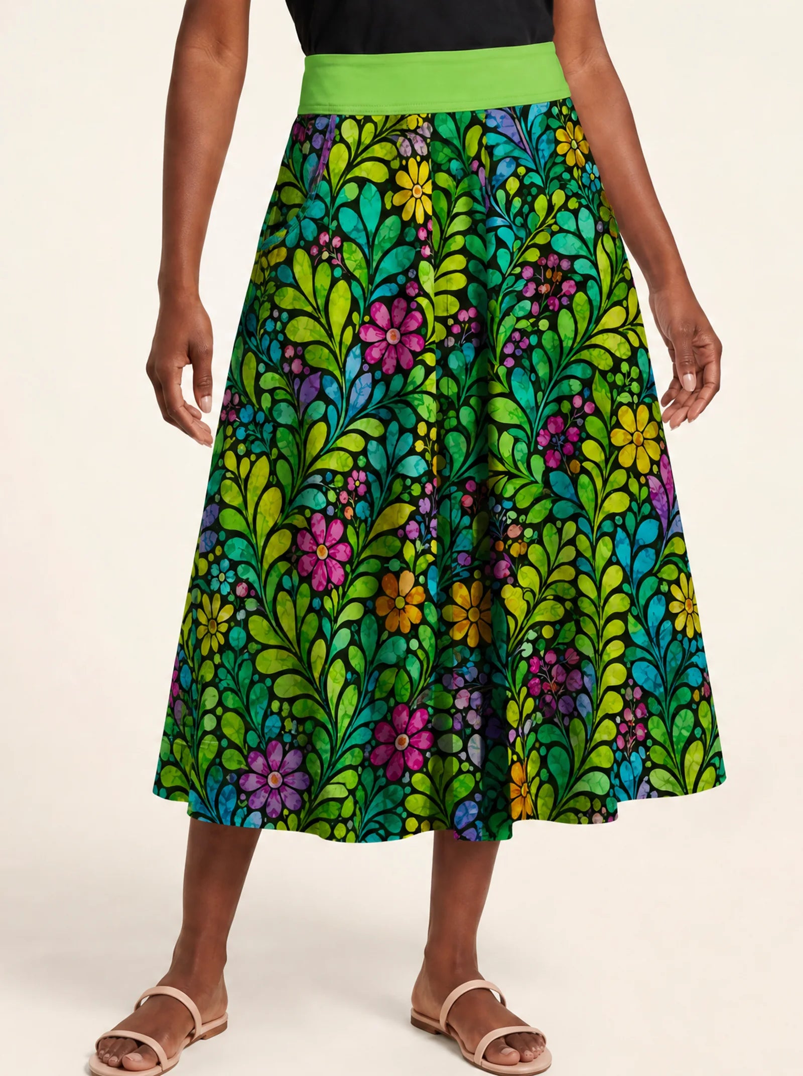"Zumaridi" Twirl Skirt — cropped front view on model