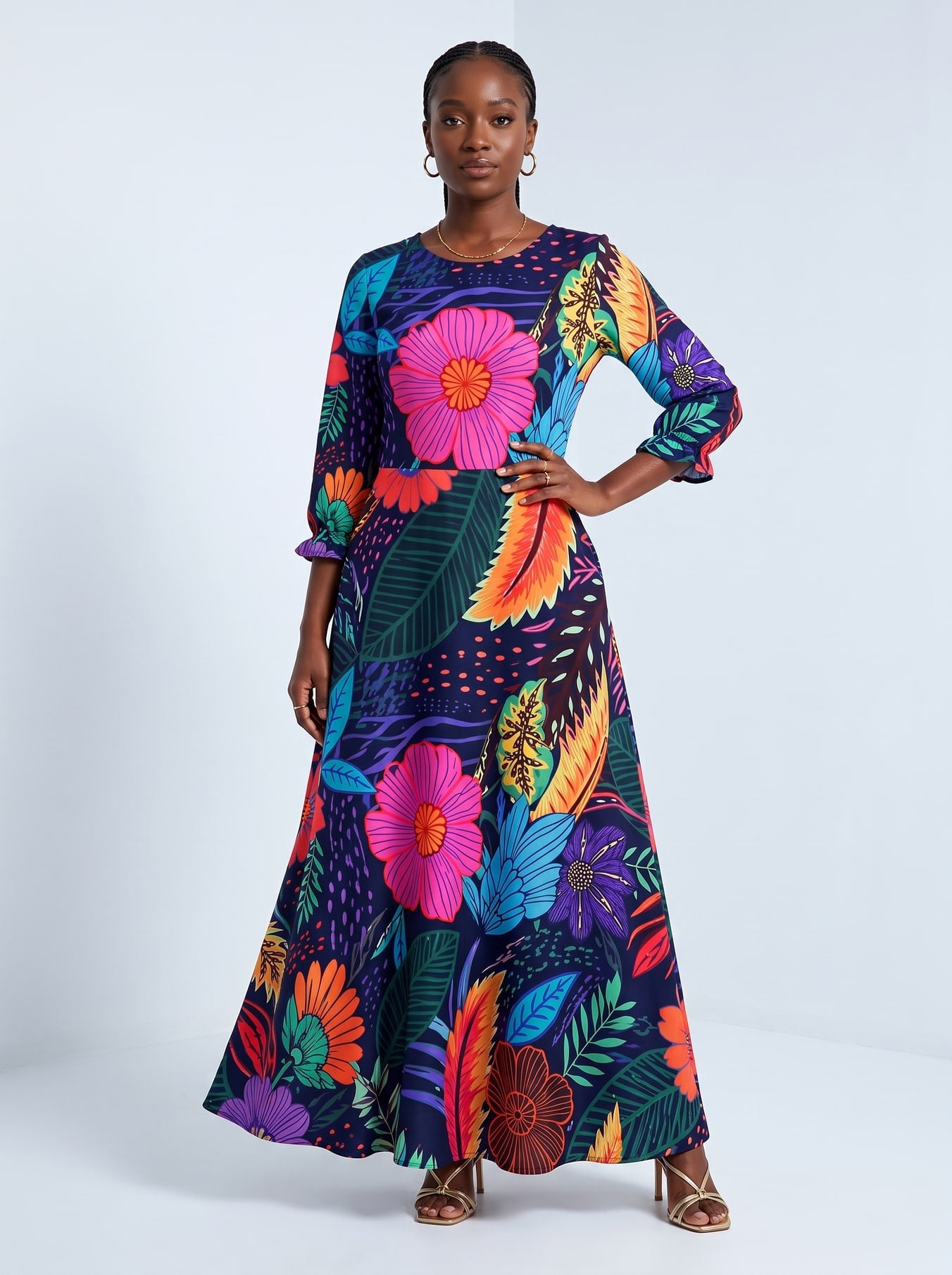 "Bustani" Long Sleeve Maxi Dress