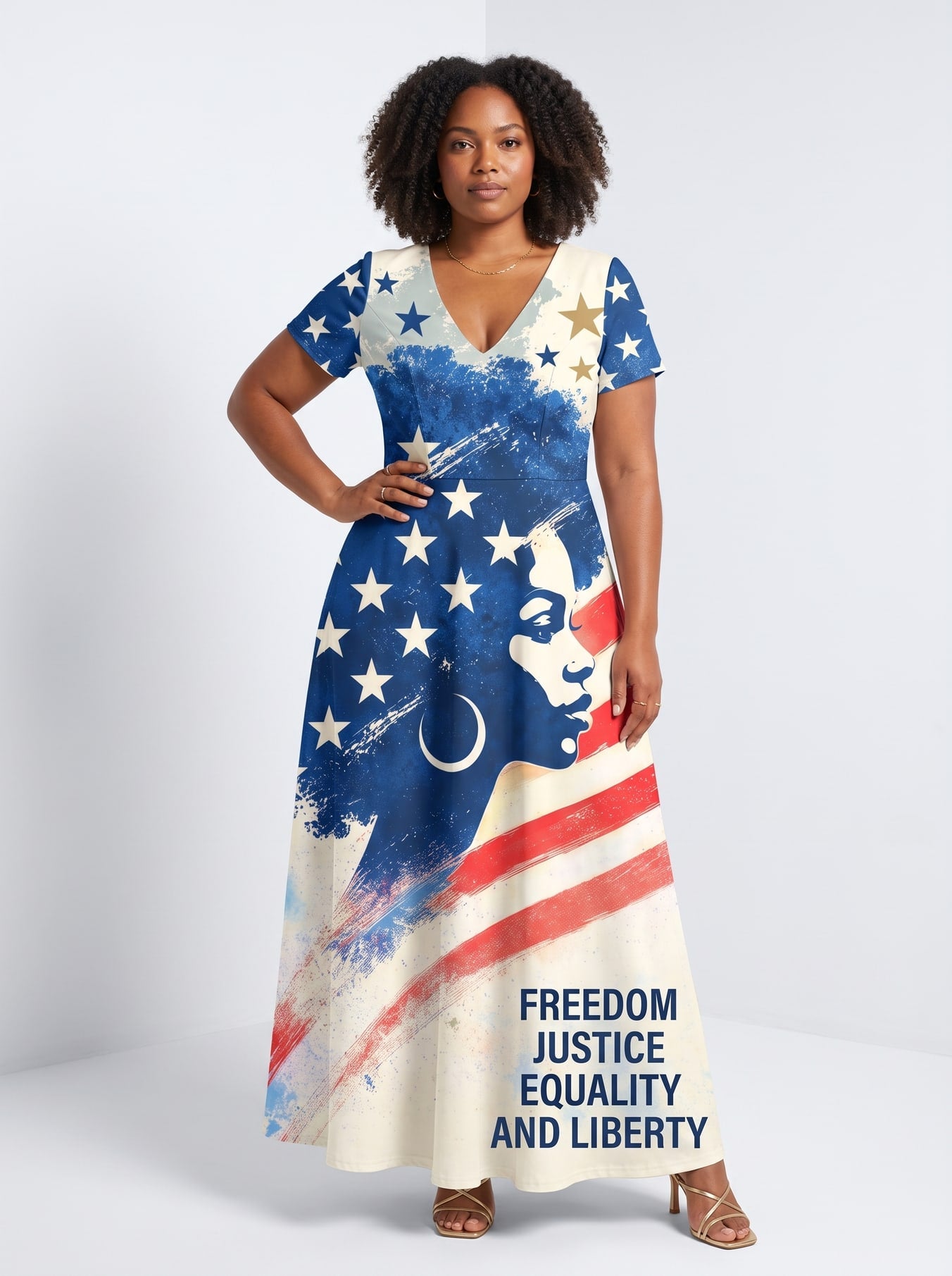 "Freedom" Short Sleeve Maxi Dress