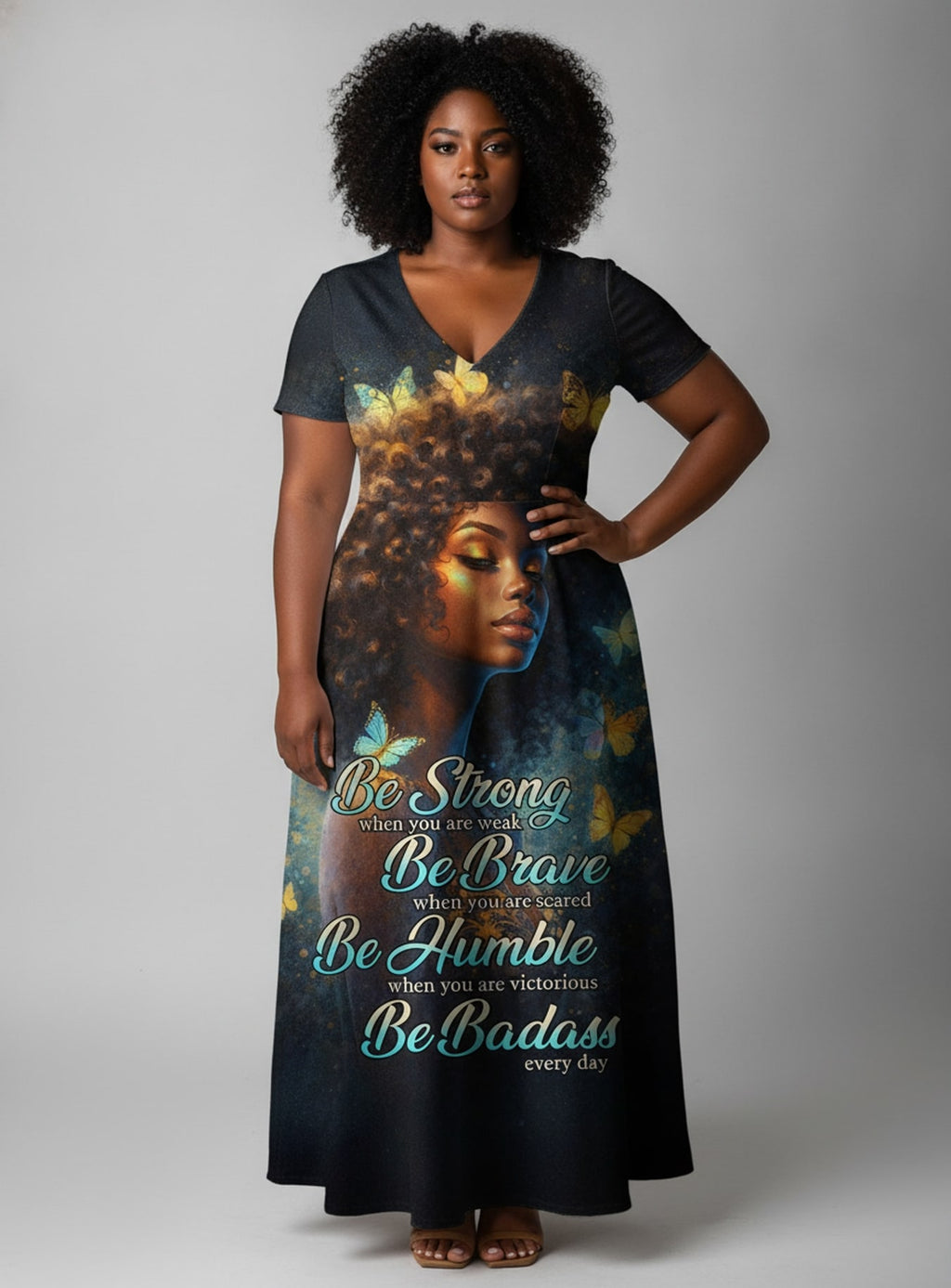 "Badass" Short Sleeve Maxi Dress