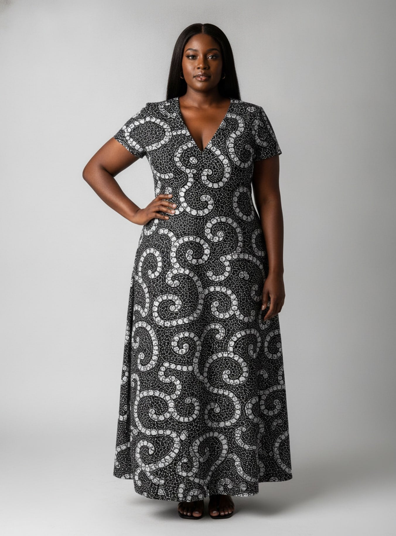 "Duara" Short Sleeve Maxi Dress