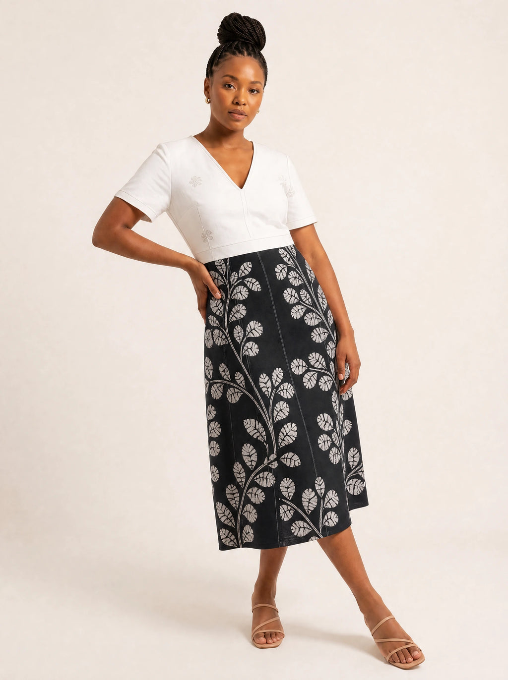 "Kivuli" V Neck Midi Dress — front