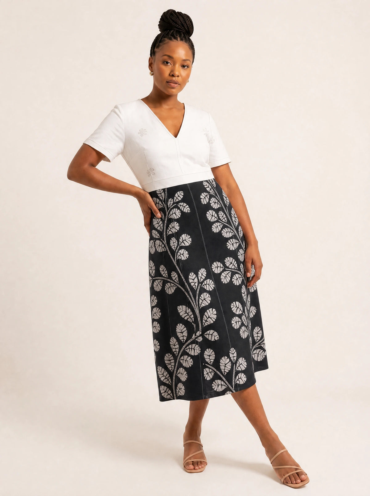 "Kivuli" V Neck Midi Dress — front