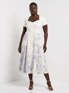"Urujuani" Sweetheart Midi Dress — front view on model