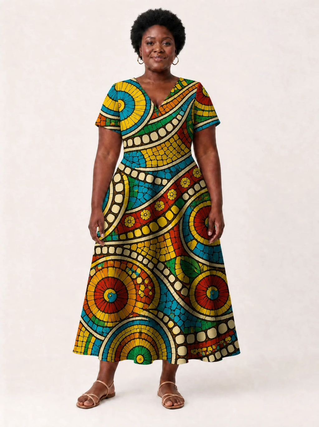 "Taji" V Neck Midi Dress Promo