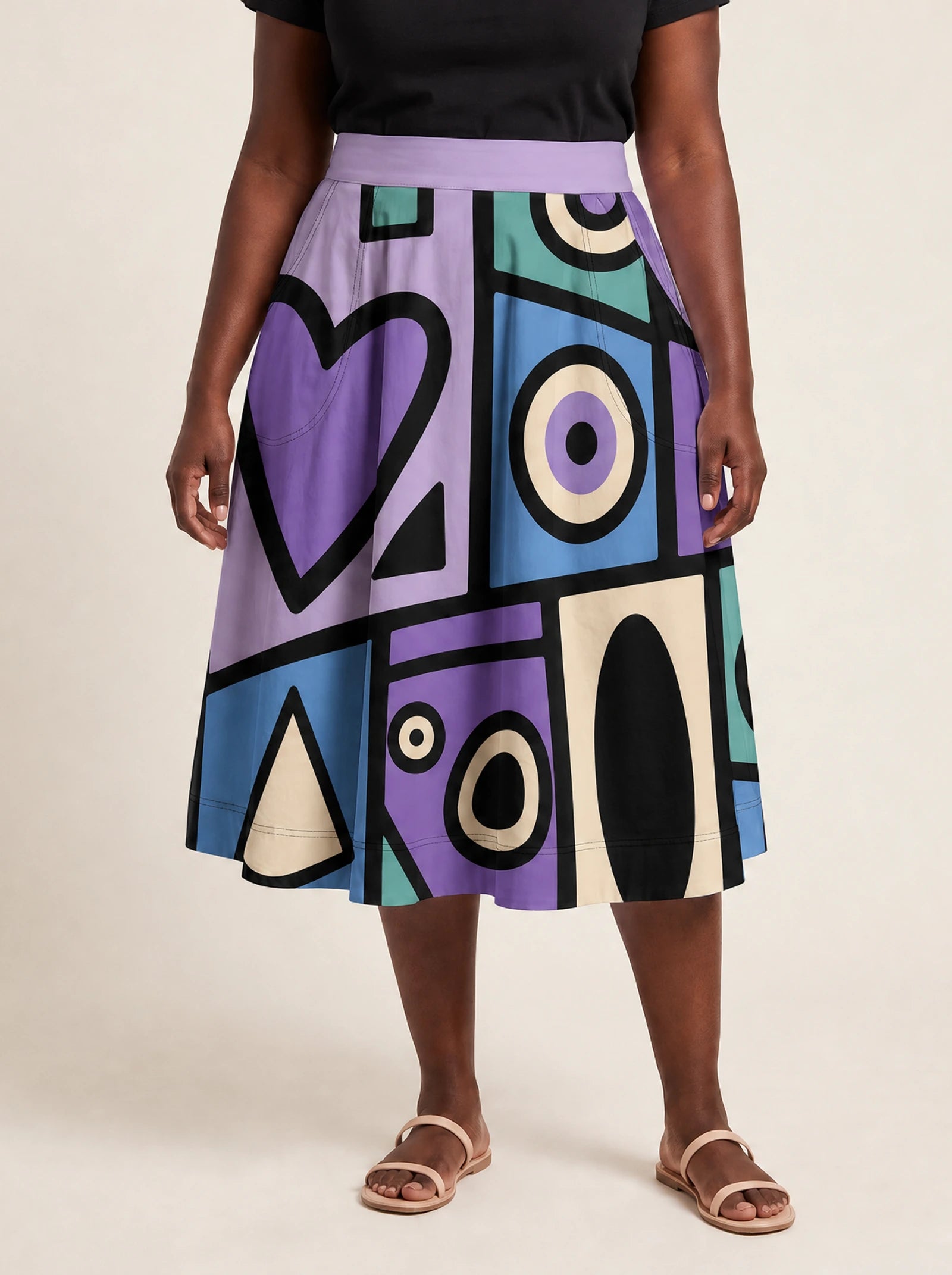 "Sanaa" Twirl Skirt — cropped front view on model