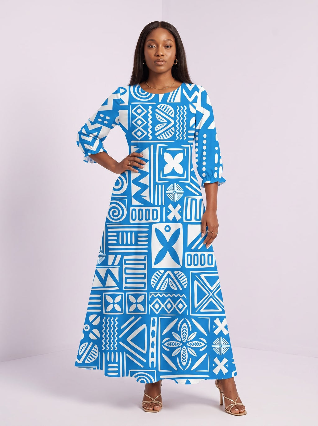 "Anga" Long Sleeve Maxi Dress