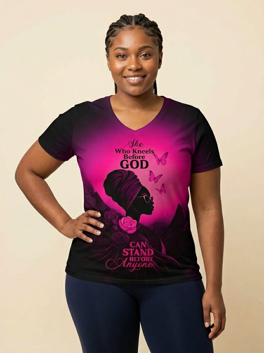 "Selah" Pink V-Neck T-Shirt