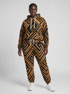 "Chapa" Camel Black Hoodie & Jogger Set — front view on model