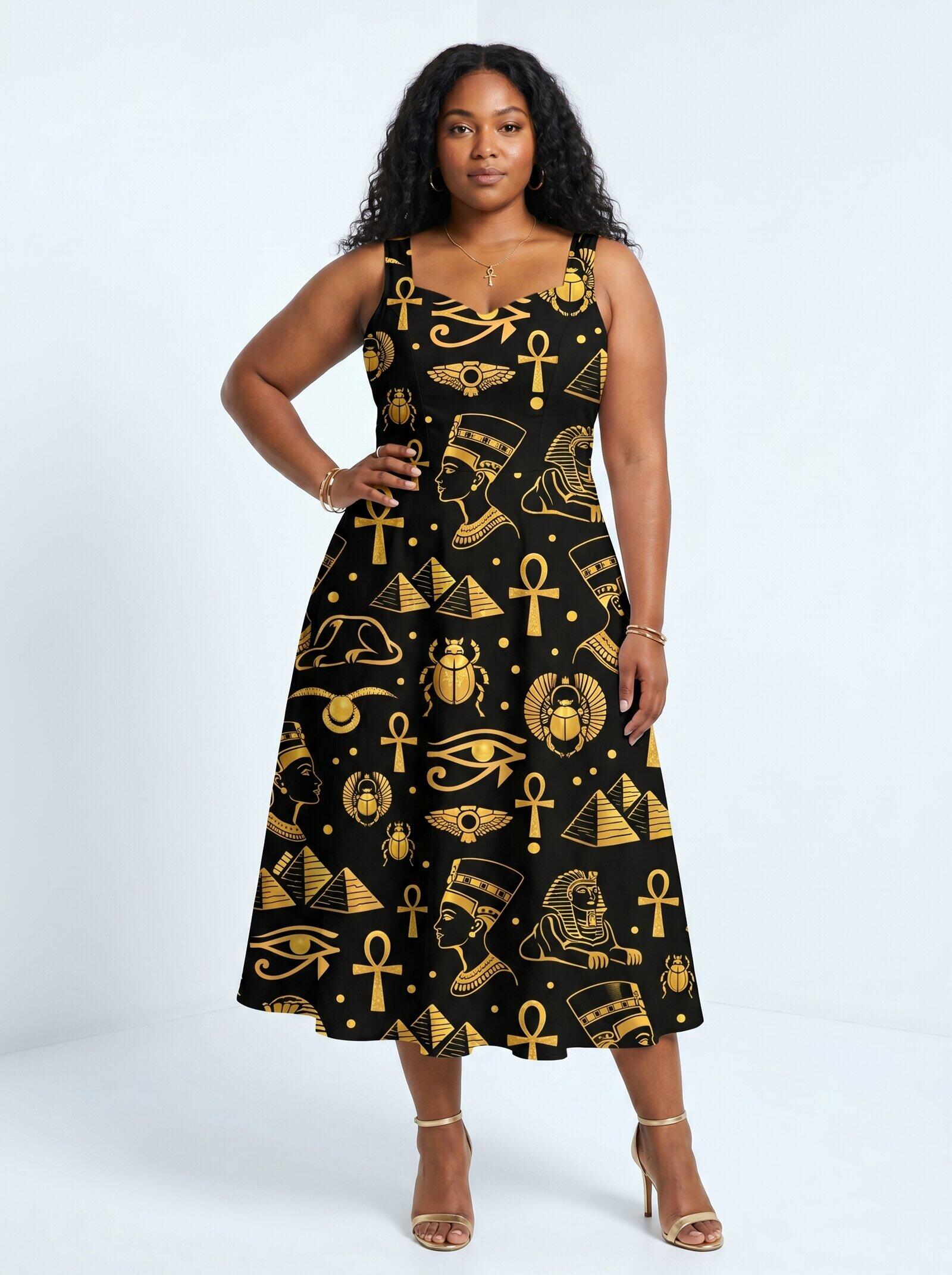 "Nefertiti" Black Gold Corset Dress