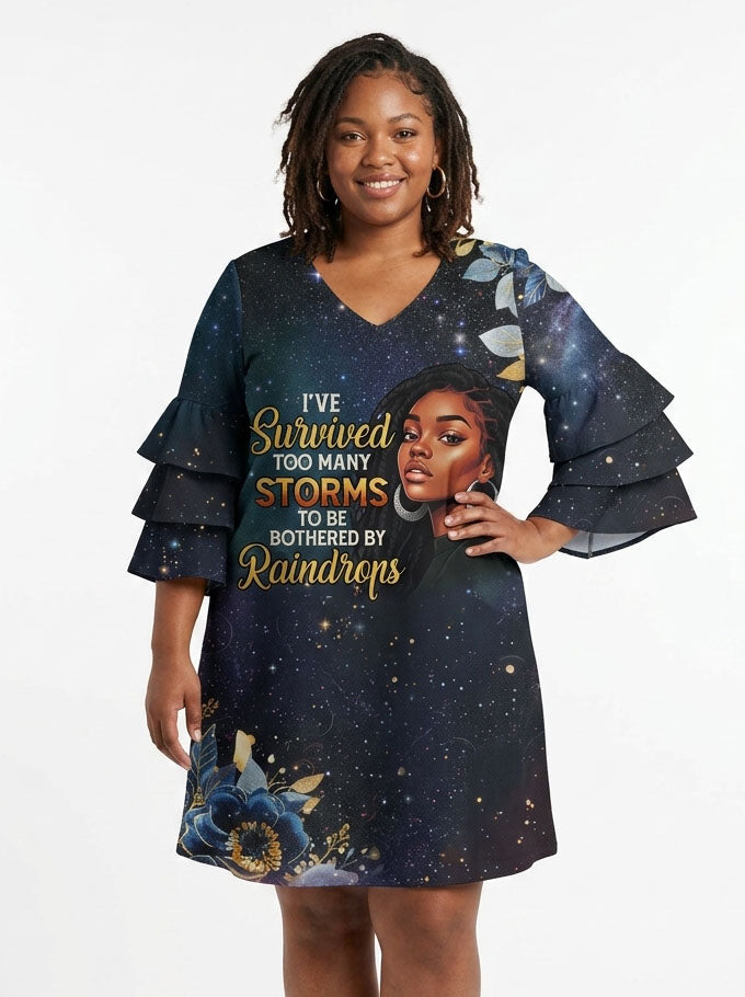 "Nyota" Stacked Ruffle Sleeve Dress