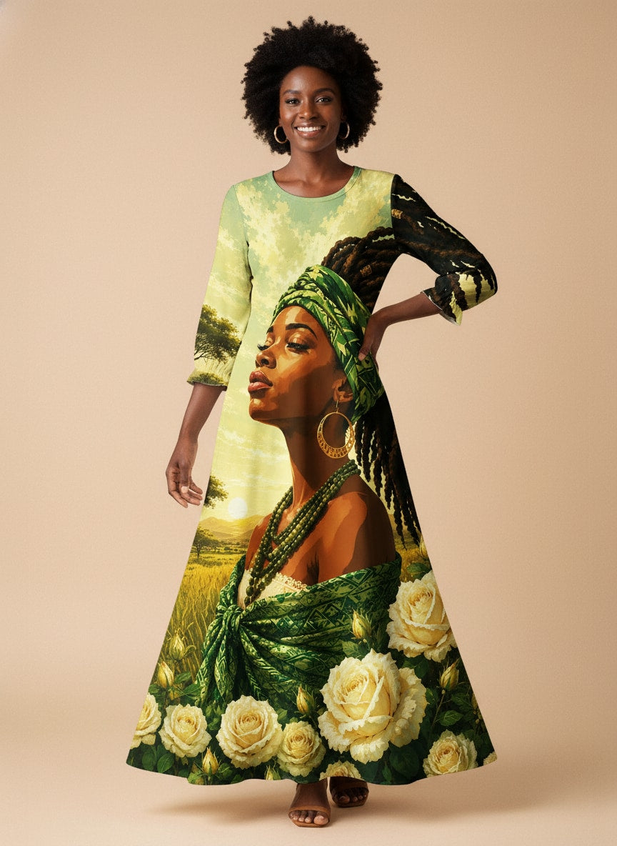"Tulia" Long Sleeve Maxi Dress