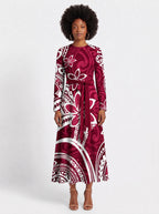 "Lehua" Long Sleeve Midaxi Dress — front view on model