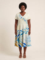 "Samaki" V Neck Midi Dress