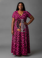 "Unstoppable" Pink Leopard" Short Sleeve Maxi Dress
