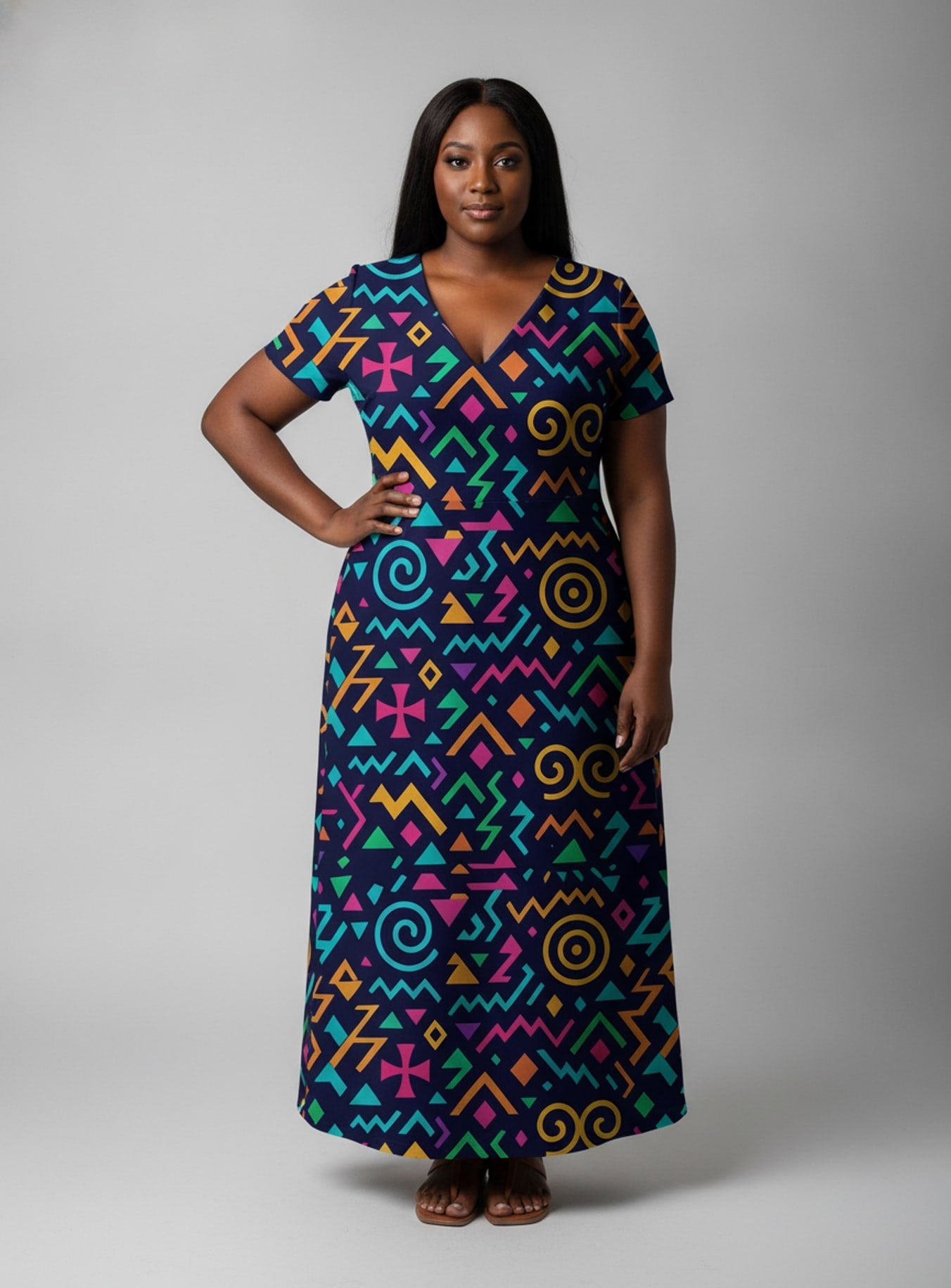 "Ubuntu" Short Sleeve Maxi Dress