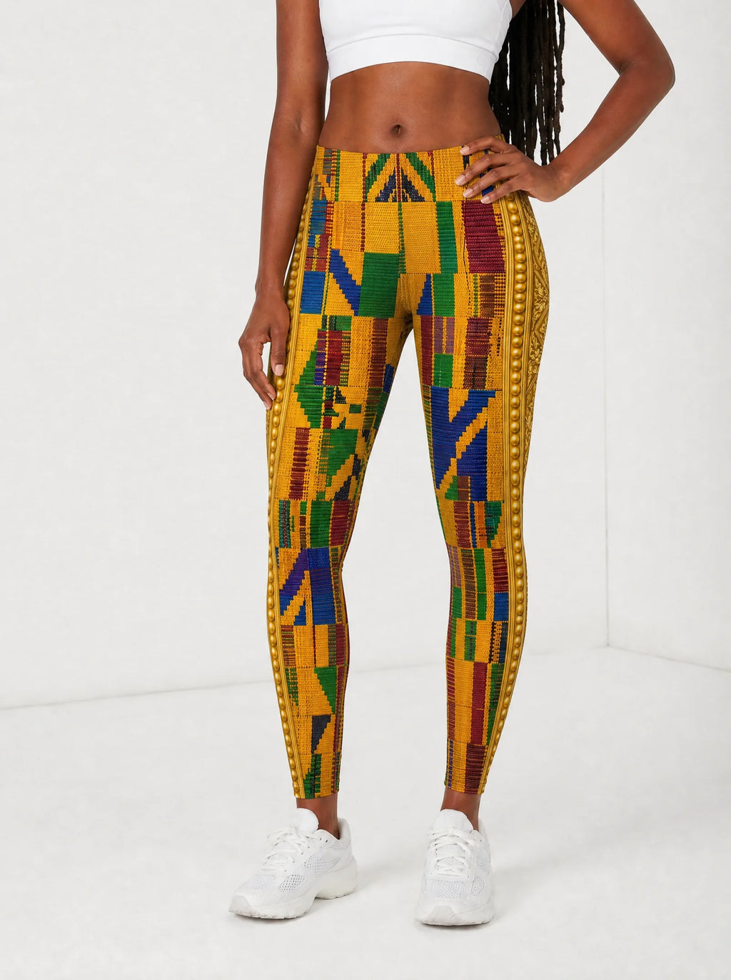 "Kente" Leggings — front view on model