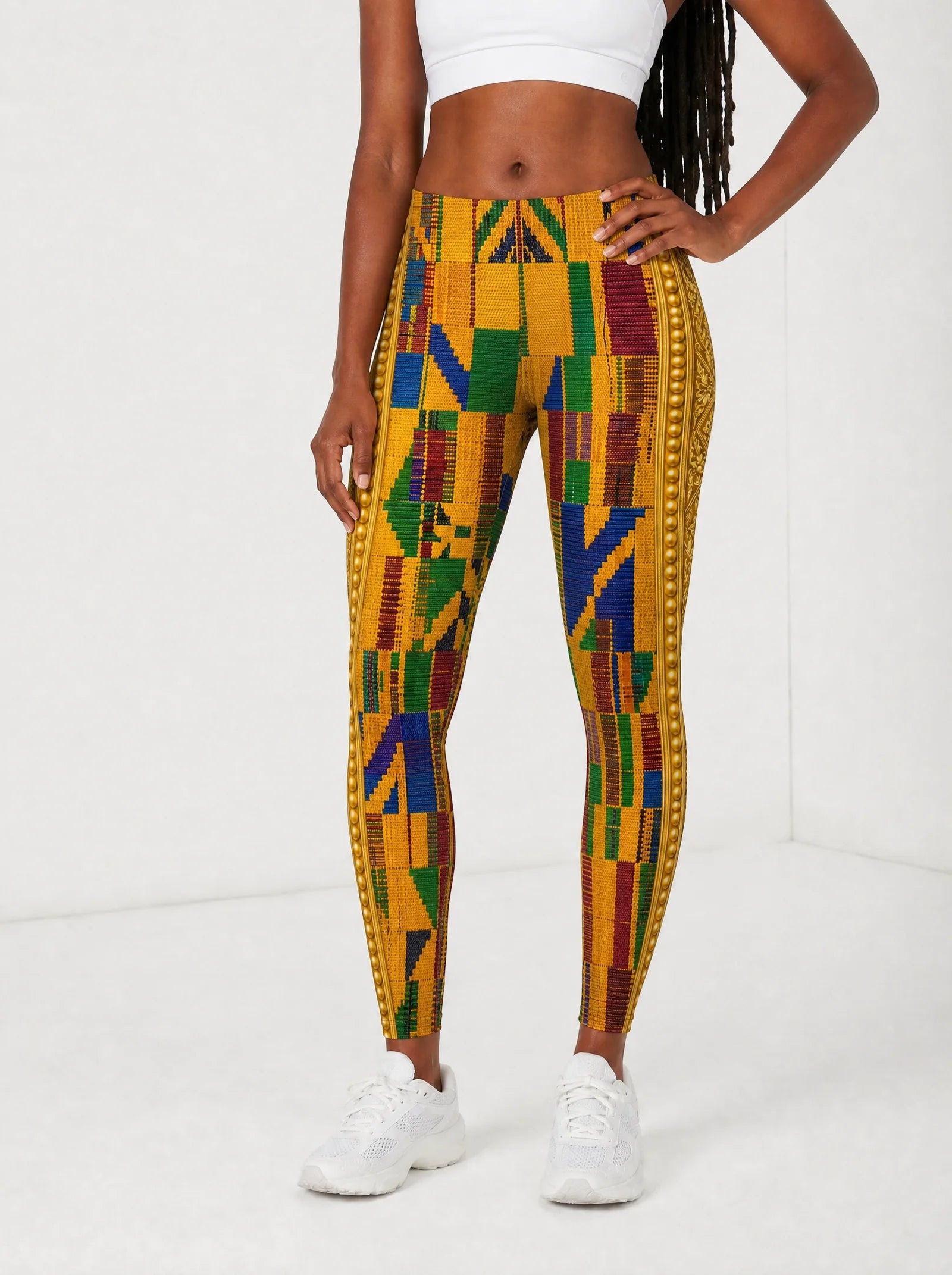 "Kente" Leggings — front view on model