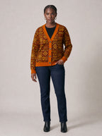 "Mudcloth" Cardigan — front view on model