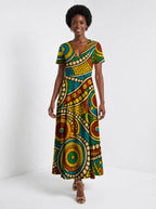 "Taji" Short Sleeve Maxi Dress — front view on model