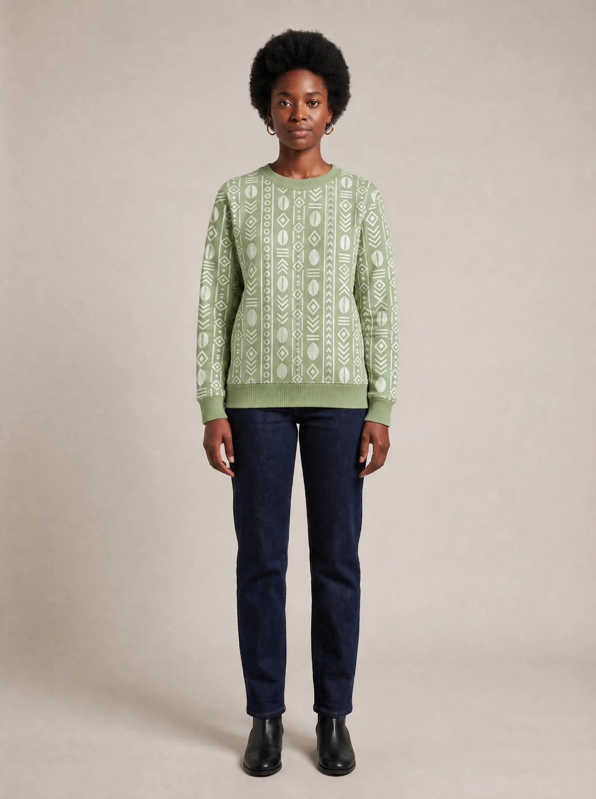 "Oshun Verde" Sweatshirt — front view on model