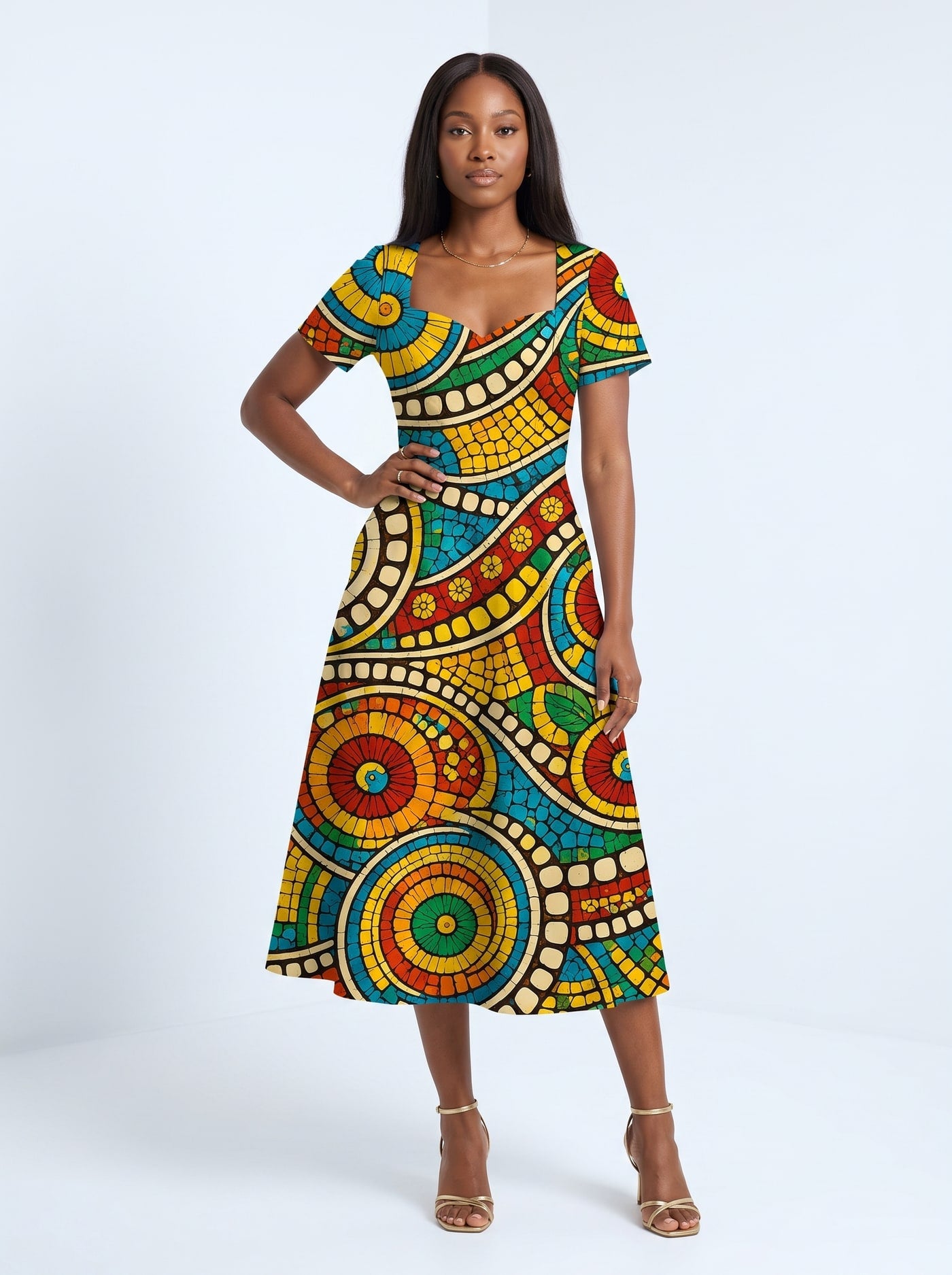 "Taji" Sweetheart Midi Dress