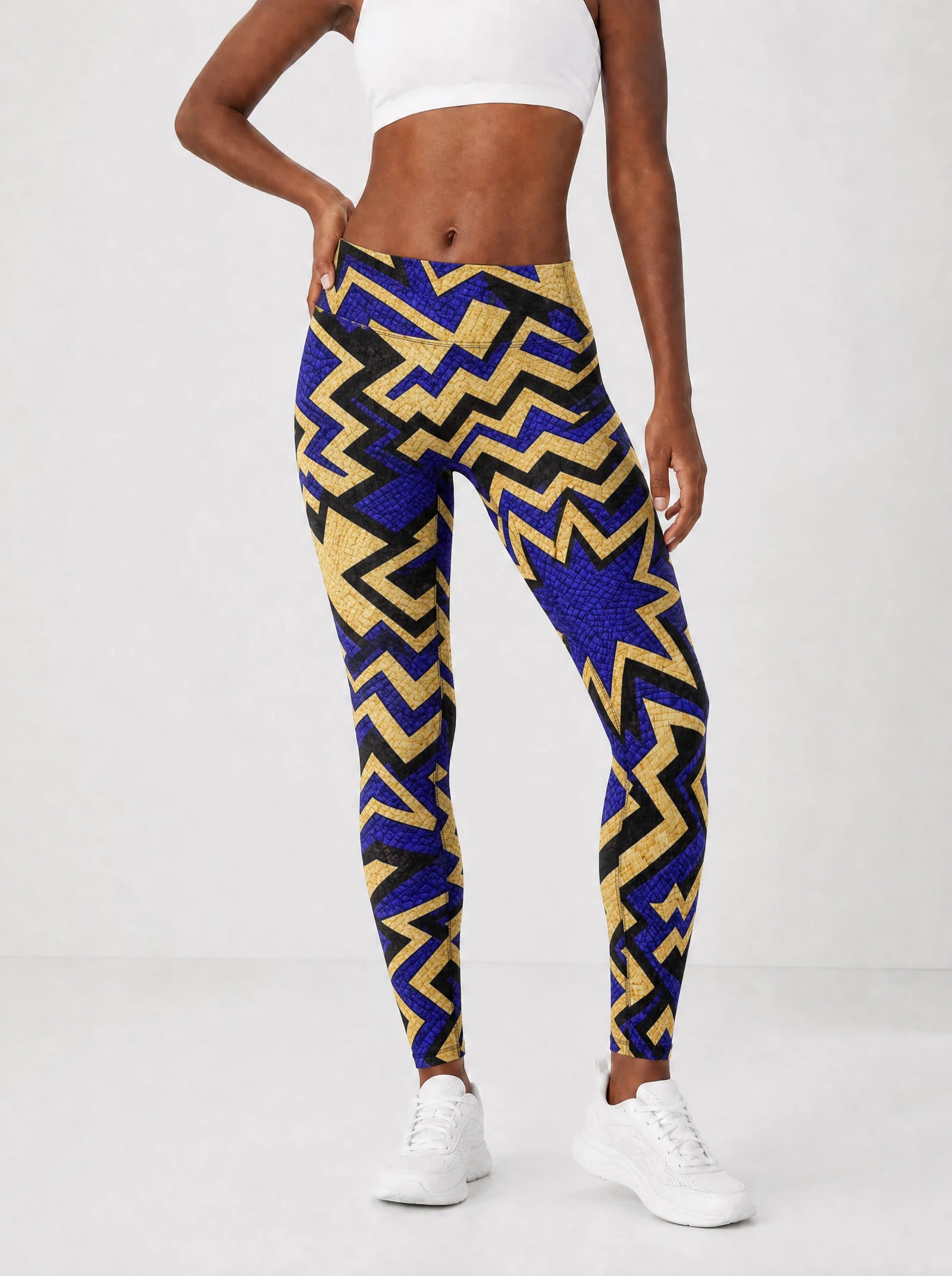 Royal Blue Sheba Leggings — front view on model