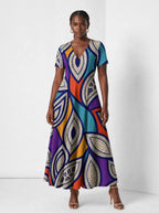 "Johari" Short Sleeve Maxi Dress — front view on model