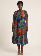 "Majani" V Neck Midi Dress