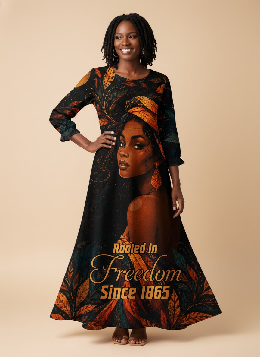 "Huru" Long Sleeve Maxi Dress