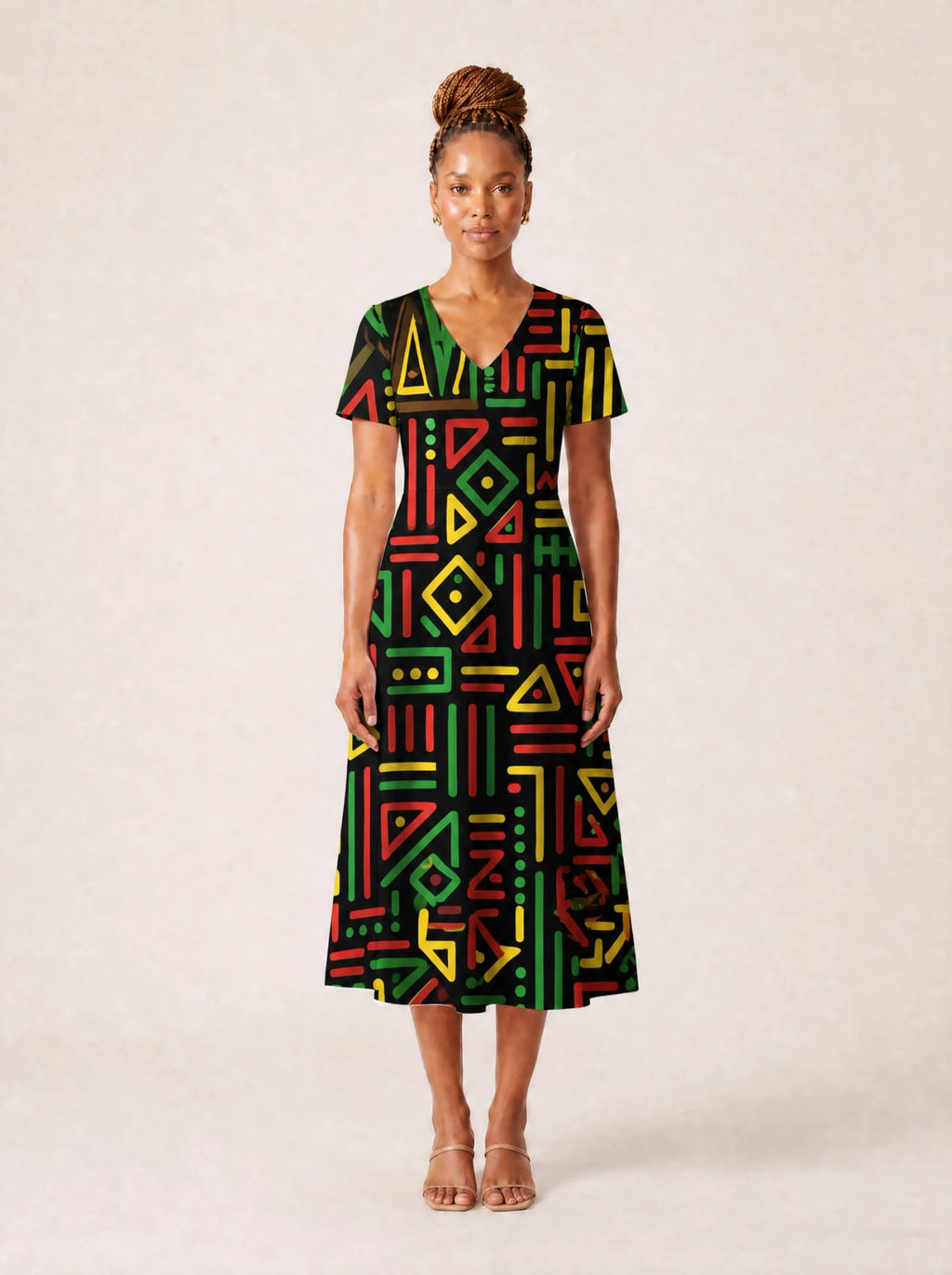 "Nairobi" V Neck Midi Dress Promo