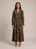 "Afrocentric Pattern" Long Puff Sleeve Dress