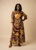 Burgundy Sheba Long Sleeve Maxi Dress