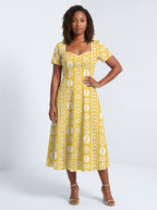 "Oshun Dhahabu" Sweetheart Midi Dress