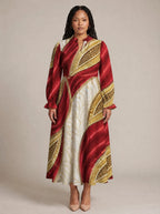 "Utukufu" Long Puff Sleeve Dress — front view on model