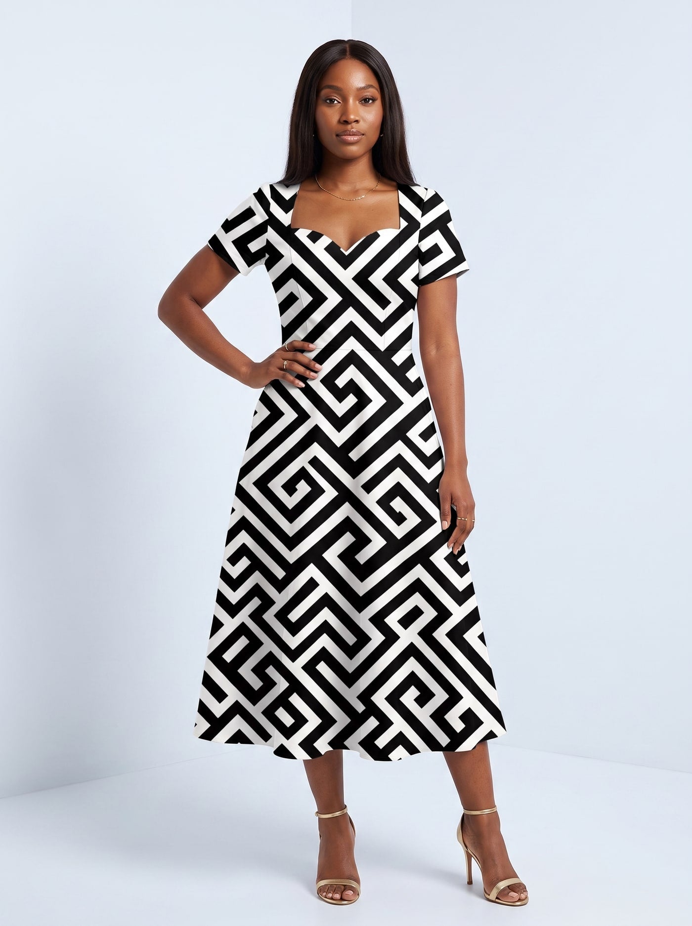 "Zamu" Sweetheart Midi Dress