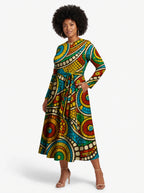 "Taji" Viscose Midi Dress — front view on model