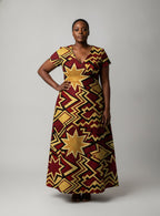 "Burgundy Sheba" Short Sleeve Maxi Dress
