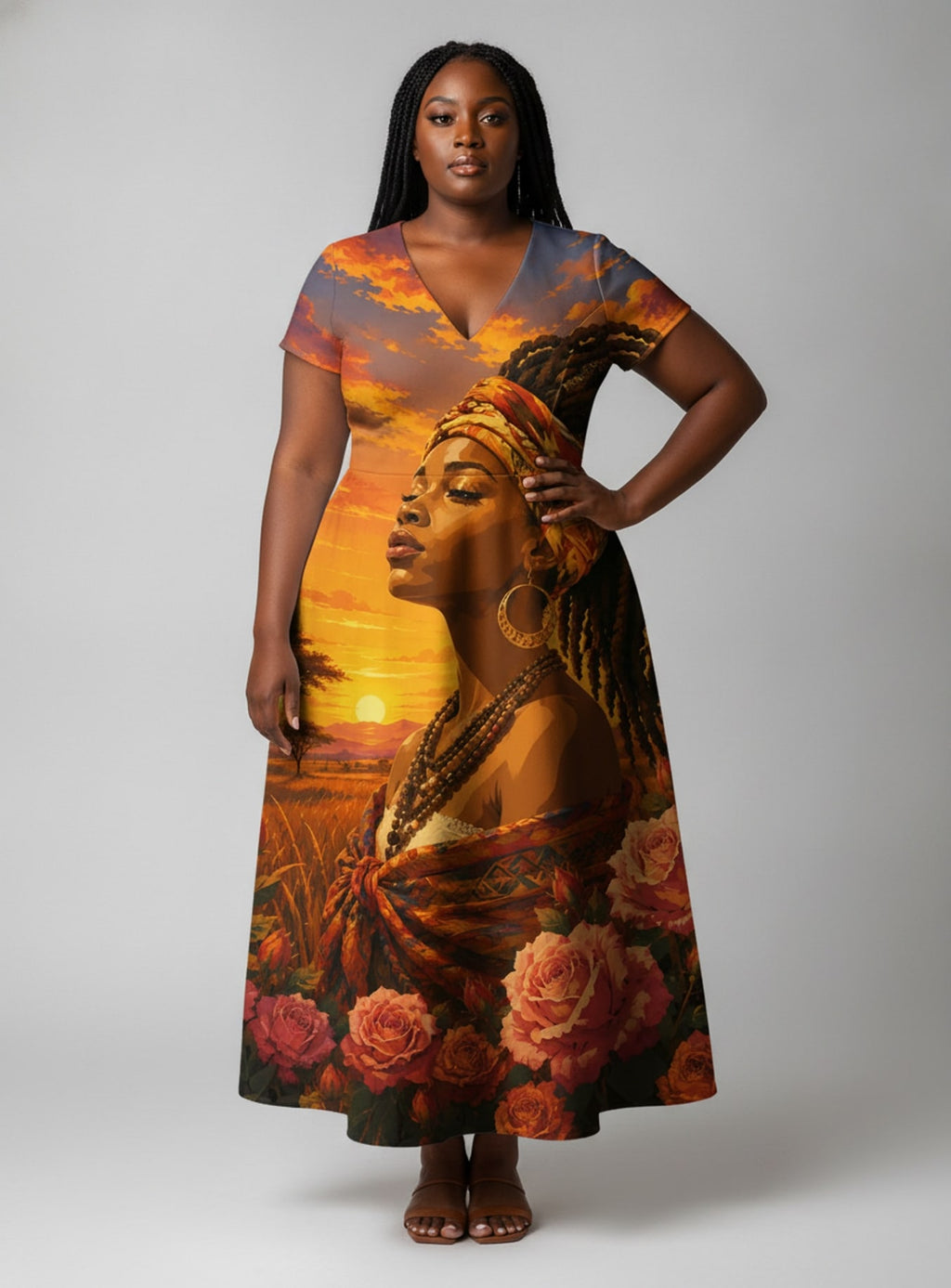 "Tulia" Short Sleeve Maxi Dress