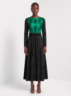"Green Witch" Long Sleeve Midaxi Dress — front view on model
